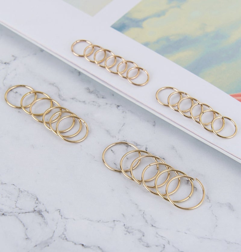 Masedy 24Pcs 20G 316L Stainless Steel Nose Rings Hoop Tragus Cartilage Helix Piercing Lip Septum Ring Gold Bendable - Image 5